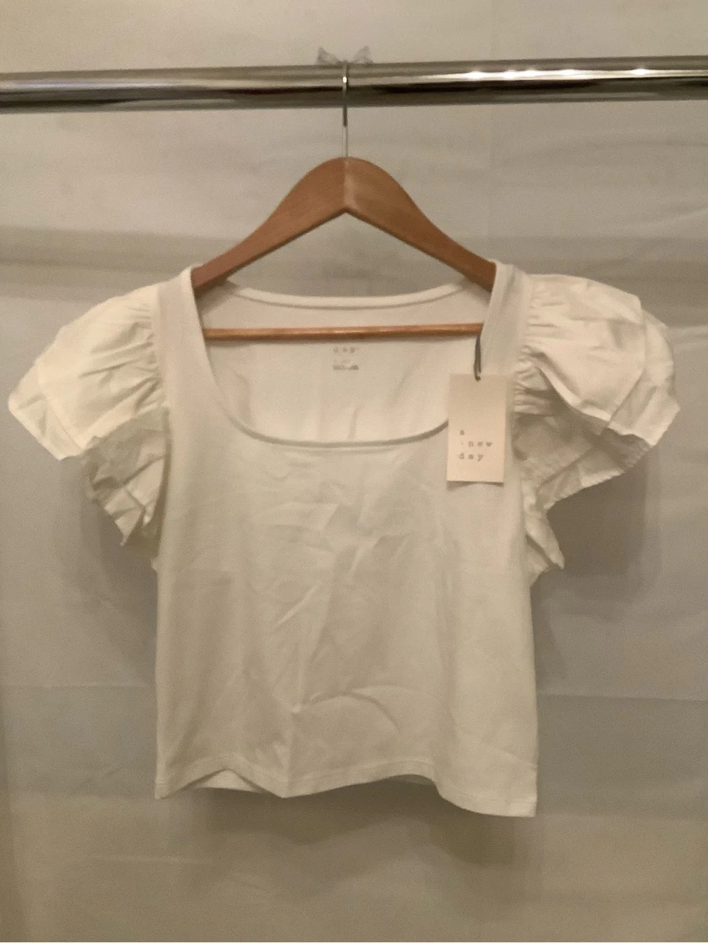 Square Net Graphics Tops | White Puff Sleeve Square Neck Top | Poshmark